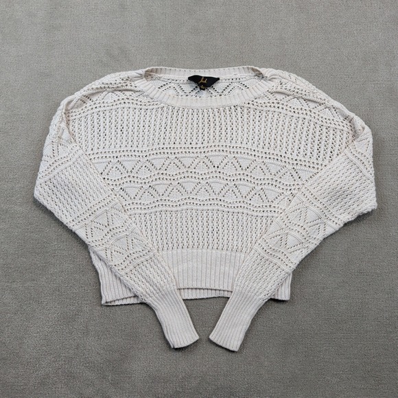 Jack BB Dakota Sweater S Womens Beige Pointelle Knit Cropped Pullover JE16557 — photo 2